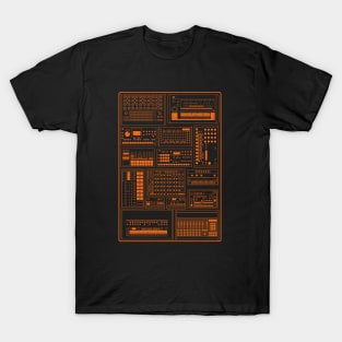 Electronic Musician Drum Machine Synth Collection Orange T-Shirt